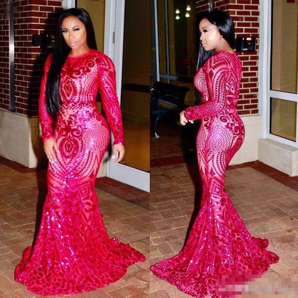 2018 mermaid fuchsia prom dresses jewel neck long sleeve floor length african girl lace party evening wear dress robes de soirée, Black
2018 mermaid fuchsia prom dresses jewel neck long sleeve floor length african girl lace party evening wear dress robes de soirée, Black
