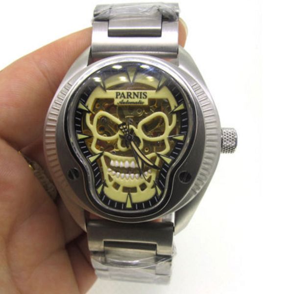 43mm sapphire miyota automatic brand men's mechanical watch super luminous skull dial, Slivery;brown
43mm sapphire miyota automatic brand men's mechanical watch super luminous skull dial, Slivery;brown