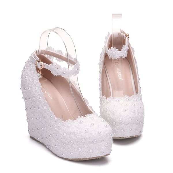 new fashionl pearls round toe shoes for women white lace heels fashion platform wedding shoes wedge heel shoes plus size bridal heels, Black
new fashionl pearls round toe shoes for women white lace heels fashion platform wedding shoes wedge heel shoes plus size bridal heels, Black