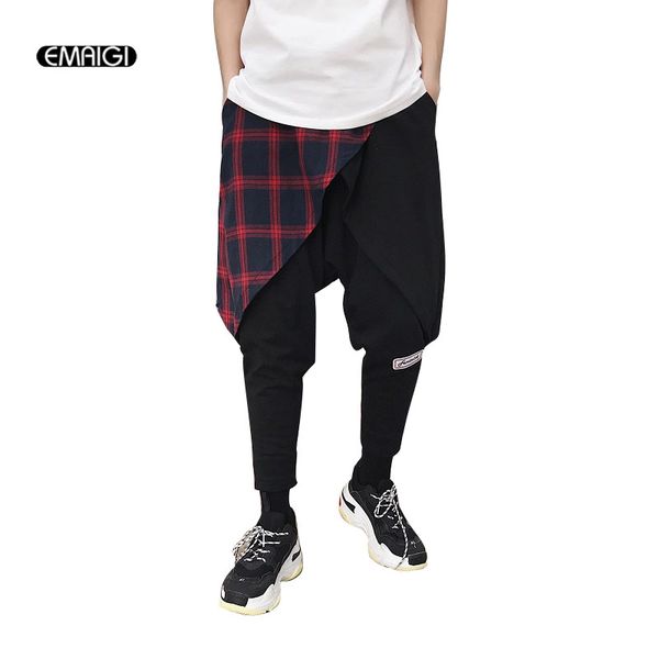 men high street fashion hip hop harem pant plaid splice casua trouser male jogger sweatpants, Black
men high street fashion hip hop harem pant plaid splice casua trouser male jogger sweatpants, Black