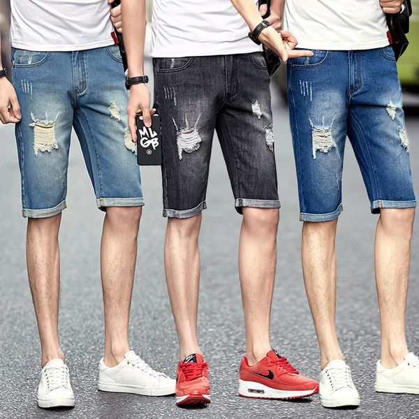 men's jeans the summer men's personality hole denim shorts men five pants youth slim straight pants tide jean, Blue
men's jeans the summer men's personality hole denim shorts men five pants youth slim straight pants tide jean, Blue