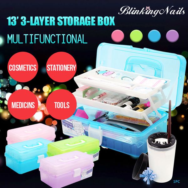 blinkingnails the 13'plastic tool box for nail art equipment with 3 layers container storage case for manicure with handle in pp, Silver
blinkingnails the 13'plastic tool box for nail art equipment with 3 layers container storage case for manicure with handle in pp, Silver