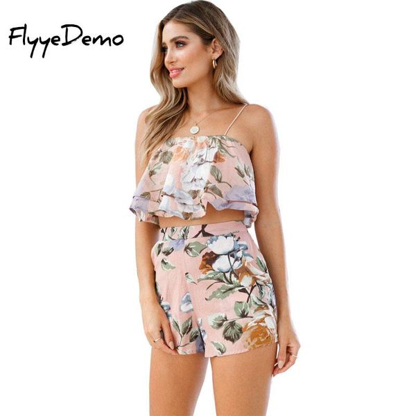pink floral print ruffle women set strap summer crop top and shorts two piece 2018 backless sexy boho cute beach party sets, Gray
pink floral print ruffle women set strap summer crop top and shorts two piece 2018 backless sexy boho cute beach party sets, Gray