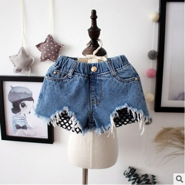 children's clothing 2018 summer girl grid casual all-match denim shorts moben child jeans shorts with hole and net, Blue
children's clothing 2018 summer girl grid casual all-match denim shorts moben child jeans shorts with hole and net, Blue