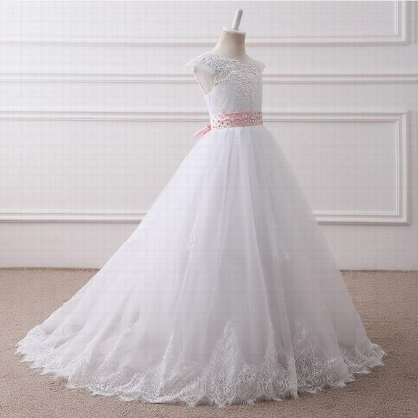 pageant kids gown pink sash lace flower girl dresses for wedding tutu girl' floor length child party birthday dress, White;blue
pageant kids gown pink sash lace flower girl dresses for wedding tutu girl' floor length child party birthday dress, White;blue