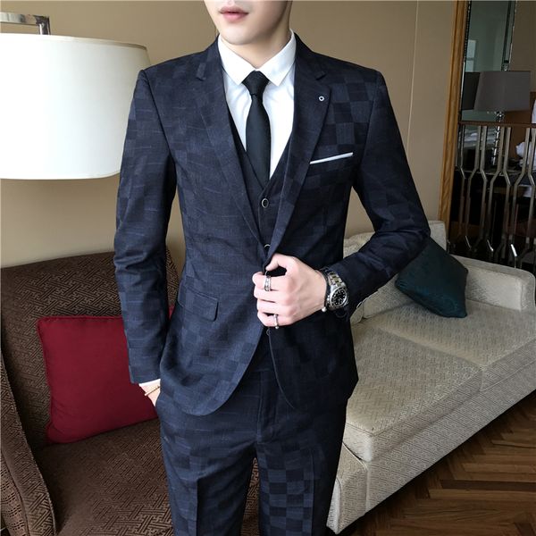 2 pieces (blazer+pant) men suit 2018 fashion new brand spring jacket and pants mens slim suits casual plaid solid color clothes, White;black
2 pieces (blazer+pant) men suit 2018 fashion new brand spring jacket and pants mens slim suits casual plaid solid color clothes, White;black