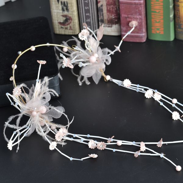 korean handmade sweet super fairy flower wedding headdress female wedding dress accessories, Golden;white
korean handmade sweet super fairy flower wedding headdress female wedding dress accessories, Golden;white