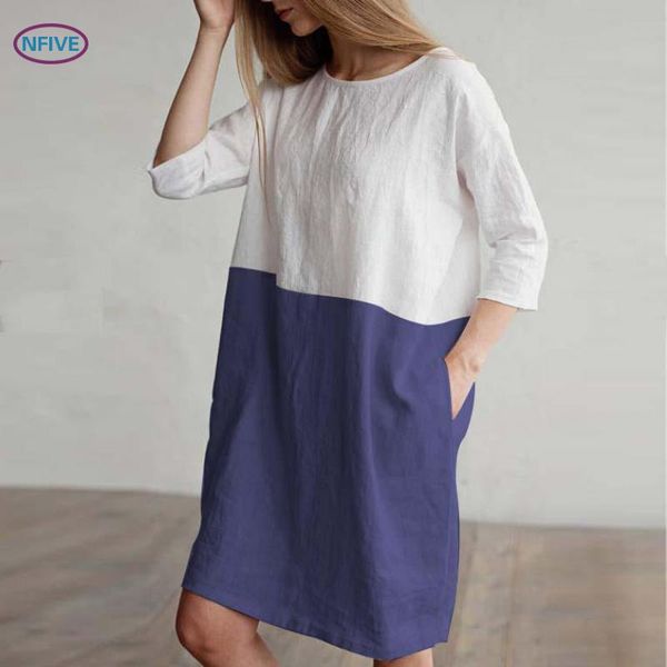 nfive 2018 woman thin loose dresses new europe mianma hit color seven sleeve vertigos knee-length straight casual dress, White;black
nfive 2018 woman thin loose dresses new europe mianma hit color seven sleeve vertigos knee-length straight casual dress, White;black
