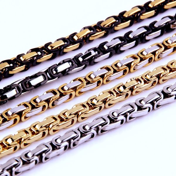 selling 5mm width byzantine chain 316l stainless steel mens band party biker necklace jewelry silver gold black chain 7-40
selling 5mm width byzantine chain 316l stainless steel mens band party biker necklace jewelry silver gold black chain 7-40
