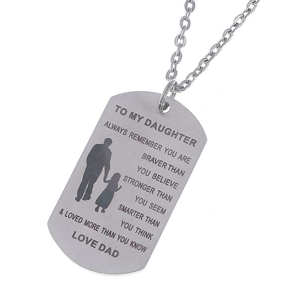 to my daughter inspirational pendant necklace stainless steel dog tag always remember you are braver, Silver
to my daughter inspirational pendant necklace stainless steel dog tag always remember you are braver, Silver