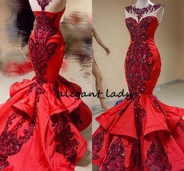 mermaid ruffles prom pageant dresses 2018 red luxury sequins applique shiny jewel sheer neck fishtail real image occasion evening gowns, Black
mermaid ruffles prom pageant dresses 2018 red luxury sequins applique shiny jewel sheer neck fishtail real image occasion evening gowns, Black