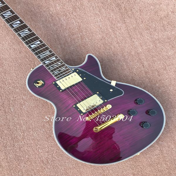 in stock- custom electric guitar with flame maple in purple color , all color are available, guitarra
in stock- custom electric guitar with flame maple in purple color , all color are available, guitarra