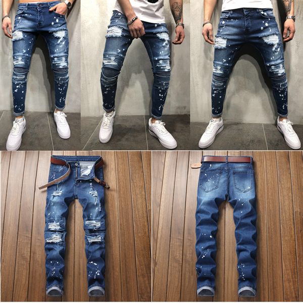 разорванные джинсы mens straight slim fit байкер джинсы брюки проблемные тощий рваные разрушаемый денима джинсы промытые hiphop брюки, Blue
разорванные джинсы mens straight slim fit байкер джинсы брюки проблемные тощий рваные разрушаемый денима джинсы промытые hiphop брюки, Blue