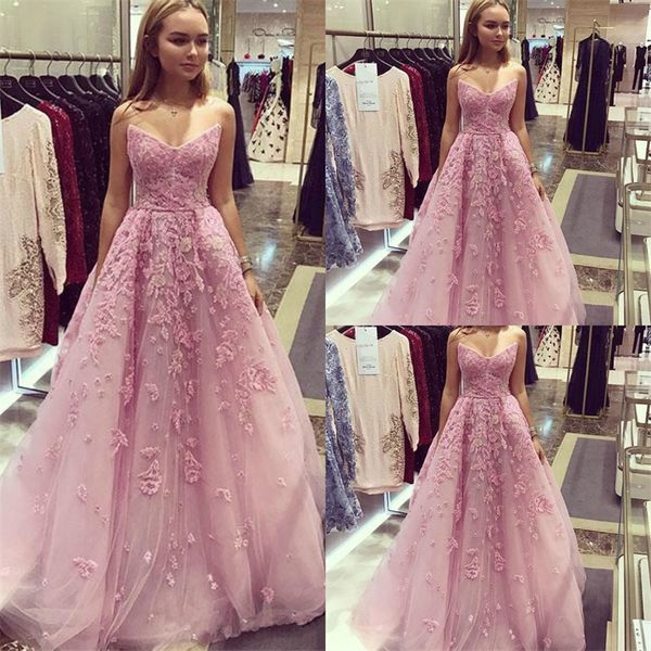 pink formal prom dresses sweetheart tulle lace appliqued evening gowns plus size a line long pageant party dress, Black
pink formal prom dresses sweetheart tulle lace appliqued evening gowns plus size a line long pageant party dress, Black