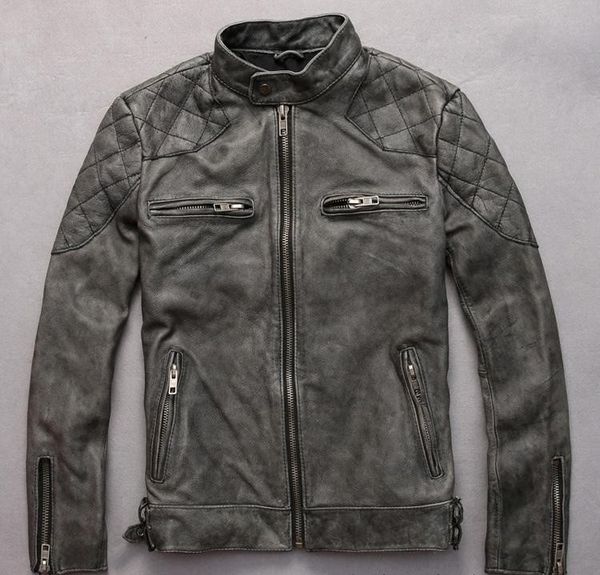 vintage black men genuine leather jackets with ykk zipper stand collar motorcycle jacket
vintage black men genuine leather jackets with ykk zipper stand collar motorcycle jacket