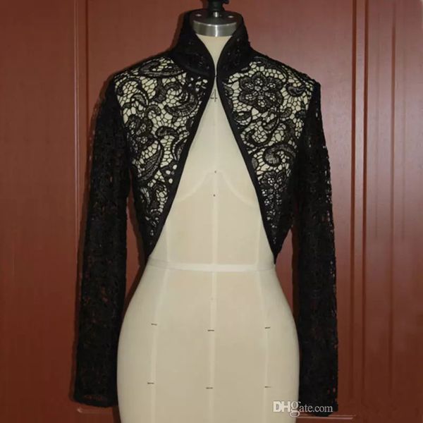 black lace wedding jackets high neck long sleeves bridal jackets mini coat custom made, White
black lace wedding jackets high neck long sleeves bridal jackets mini coat custom made, White