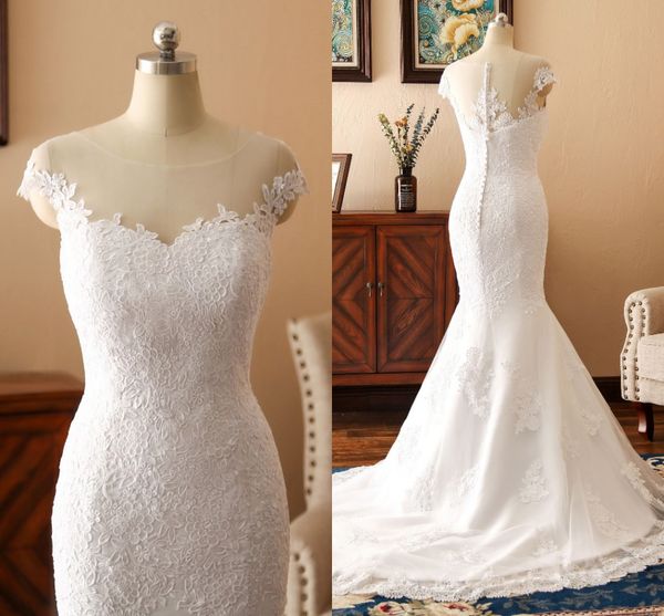 charming lace flowers wedding dresses real p mermaid jewel sheer neck cap short sleeves hollow back plus size wedding bridal dress gowns, White
charming lace flowers wedding dresses real p mermaid jewel sheer neck cap short sleeves hollow back plus size wedding bridal dress gowns, White