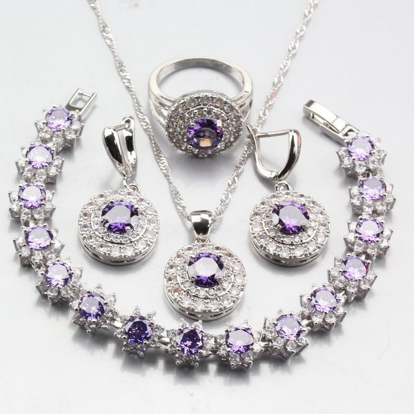 925 sterling silver round purple crystal jewelry sets pendant earrings necklace bracelet ring manny trinket 2018 ing, Slivery;golden
925 sterling silver round purple crystal jewelry sets pendant earrings necklace bracelet ring manny trinket 2018 ing, Slivery;golden