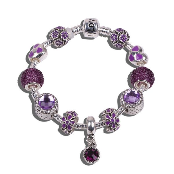 selling purple crystal bracelet with antique silver original fit glass charm original european charm bracelet luxury, Black
selling purple crystal bracelet with antique silver original fit glass charm original european charm bracelet luxury, Black