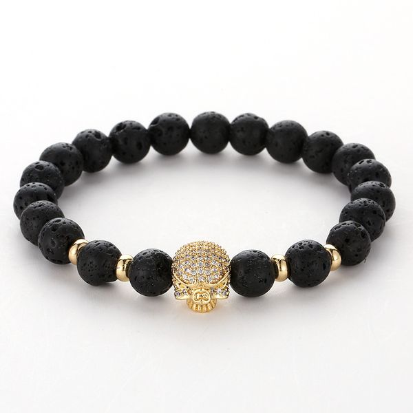 bracelet 8mm beaded strands cubic zirconia copper gold skul lava rock men women gift bracelets bangles, Black
bracelet 8mm beaded strands cubic zirconia copper gold skul lava rock men women gift bracelets bangles, Black