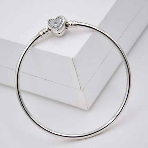925 sterling silver bangle bracelet for women crystal wishful heart moments snake chain fit beads charms pendant, Black
925 sterling silver bangle bracelet for women crystal wishful heart moments snake chain fit beads charms pendant, Black