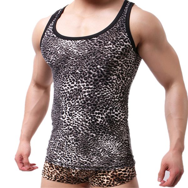 men's undershirt sleepwear leopard vest shiny sleeveless o-neck shirts tight fitting shirt men undershirt, Black;brown
men's undershirt sleepwear leopard vest shiny sleeveless o-neck shirts tight fitting shirt men undershirt, Black;brown