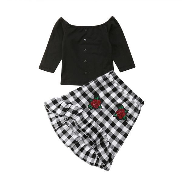children flower kids baby girls clothes set cotton long sleeve autumn t-shirt plaid skirt outfits girl clothing 2pcs, White
children flower kids baby girls clothes set cotton long sleeve autumn t-shirt plaid skirt outfits girl clothing 2pcs, White