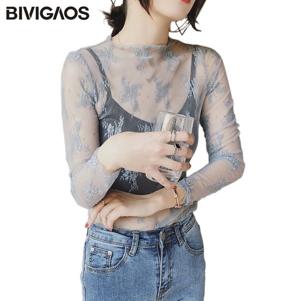 bivigaos 2018 spring summer new long sleeve lace bottoming shirt half high-collar perspective fairy mesh t-shirt women, White
bivigaos 2018 spring summer new long sleeve lace bottoming shirt half high-collar perspective fairy mesh t-shirt women, White