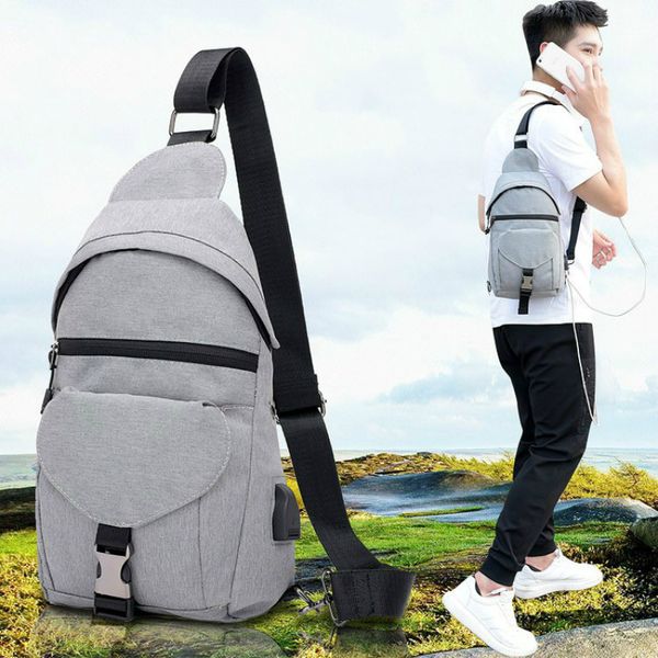 

Small USB Charge One Shoulder Bag Men Messenger Bags Male Waterproof Sling Chest Bag 2018 New Bagpack Travel CrossBody Bags