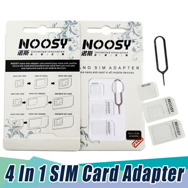 4 in 1 noosy nano micro sim card adapter eject pin for iphone xs x 8 7 6s 6 plus with retail box 1000pcs/carton
4 in 1 noosy nano micro sim card adapter eject pin for iphone xs x 8 7 6s 6 plus with retail box 1000pcs/carton
