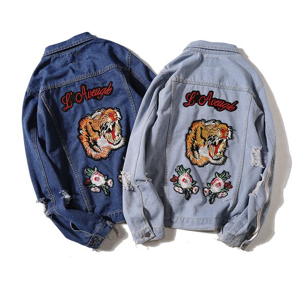 Men's Fashion Denim Jacket Men's Personality Hole European Style Tiger Head Embroidery Street Fashion Denim Jacket
Men's Fashion Denim Jacket Men's Personality Hole European Style Tiger Head Embroidery Street Fashion Denim Jacket