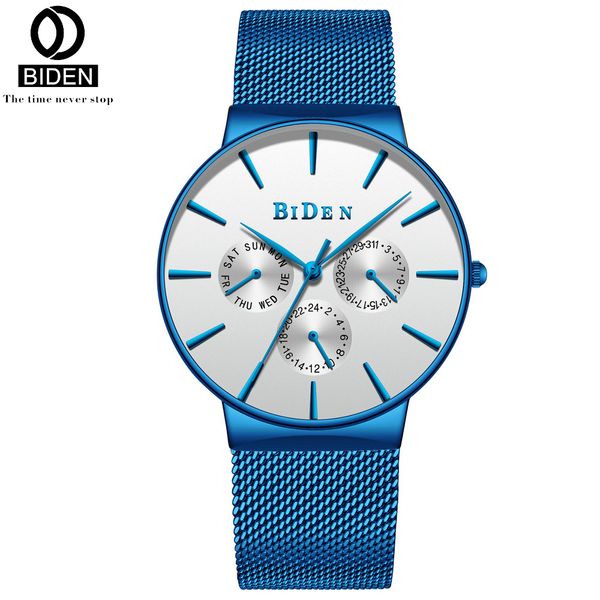 biden men ultra thin quartz watches blue mesh stainless steel auto date week wristwatches man business calendar wristwatch 0047, Slivery;brown
biden men ultra thin quartz watches blue mesh stainless steel auto date week wristwatches man business calendar wristwatch 0047, Slivery;brown