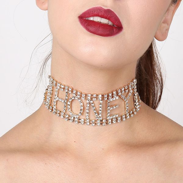 punk shiny rhinestone letter honey cup chain choker necklace women's jewelry, Golden;silver
punk shiny rhinestone letter honey cup chain choker necklace women's jewelry, Golden;silver
