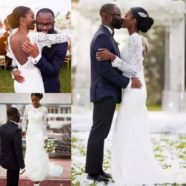 African Full Lace Wedding Dresses Black Girls Sweep Train Backless Beach Bridal Gowns Saudi Arabic Dubai Long Sleeves Wedding Dress
African Full Lace Wedding Dresses Black Girls Sweep Train Backless Beach Bridal Gowns Saudi Arabic Dubai Long Sleeves Wedding Dress