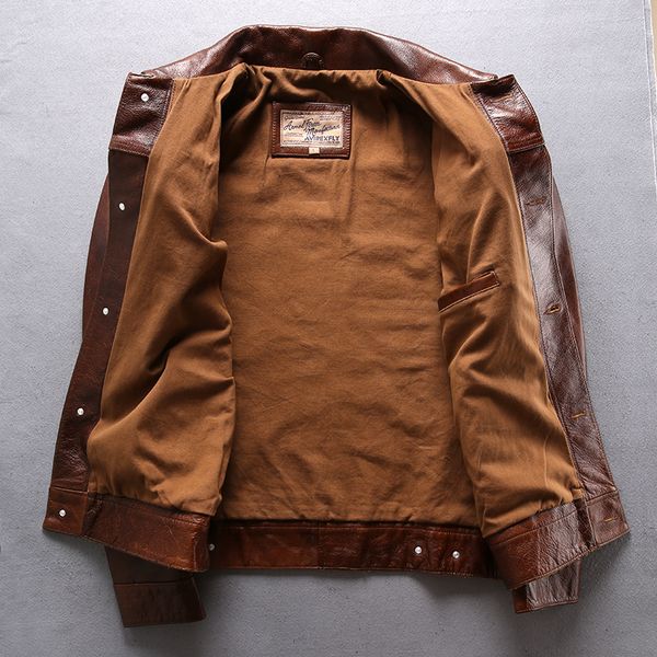 2018 lapel neck brown motorcycle leather jackets avirexfly genuine leather jacket with single breasted locomotive jacket, Black
2018 lapel neck brown motorcycle leather jackets avirexfly genuine leather jacket with single breasted locomotive jacket, Black