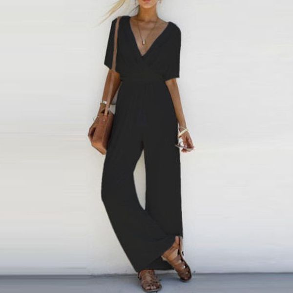 wholesale-jumpsuits women deep v neck loose playsuit party ladies romper 2017 new fashion black/white/pink short sleeve long jumpsuit
wholesale-jumpsuits women deep v neck loose playsuit party ladies romper 2017 new fashion black/white/pink short sleeve long jumpsuit