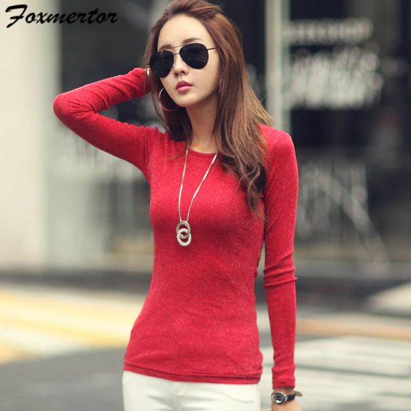 cotton women fashion shirts new autumn solid female t-shirts long sleeve o-neck bright wire basic casual female tees elasticity, White
cotton women fashion shirts new autumn solid female t-shirts long sleeve o-neck bright wire basic casual female tees elasticity, White