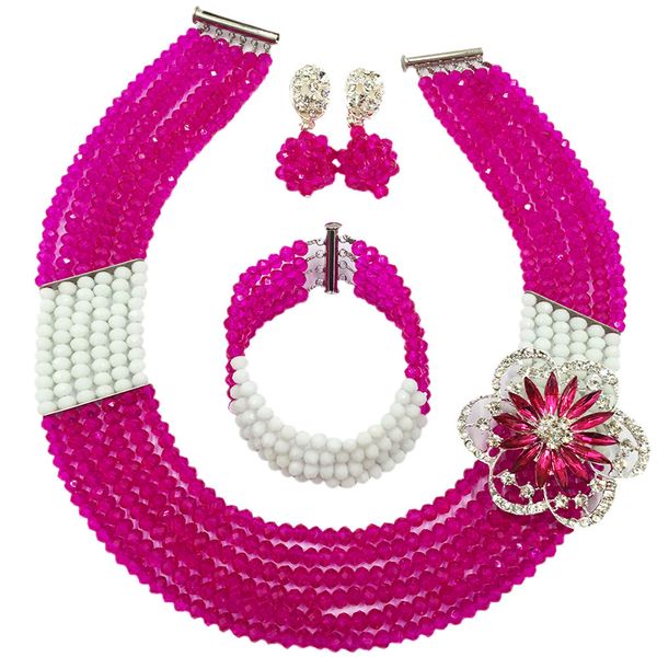wholesale 12pcs fuchsia pink white bead multi strands necklace nigerian wedding african beads jewelry set crystal 6-ss22, Slivery;golden
wholesale 12pcs fuchsia pink white bead multi strands necklace nigerian wedding african beads jewelry set crystal 6-ss22, Slivery;golden