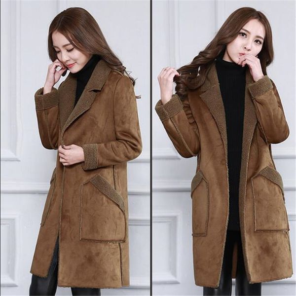 women add flocking coat deerskin winter clothes with long sleeves new fashion clothes elecoat ok28, Black
women add flocking coat deerskin winter clothes with long sleeves new fashion clothes elecoat ok28, Black