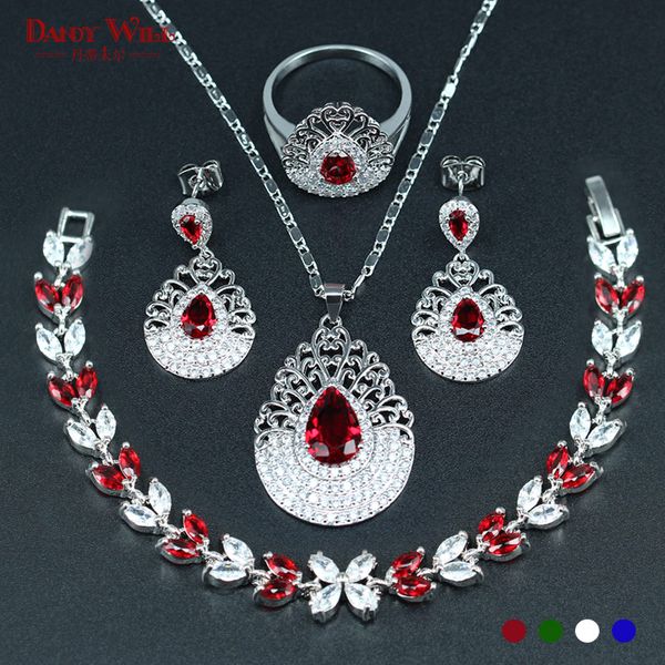 red crystal white zircon silver color 925 logo bridal jewelry sets for women necklace/earrings/rings/pendants /bracelet gift, Slivery;golden 
red crystal white zircon silver color 925 logo bridal jewelry sets for women necklace/earrings/rings/pendants /bracelet gift, Slivery;golden