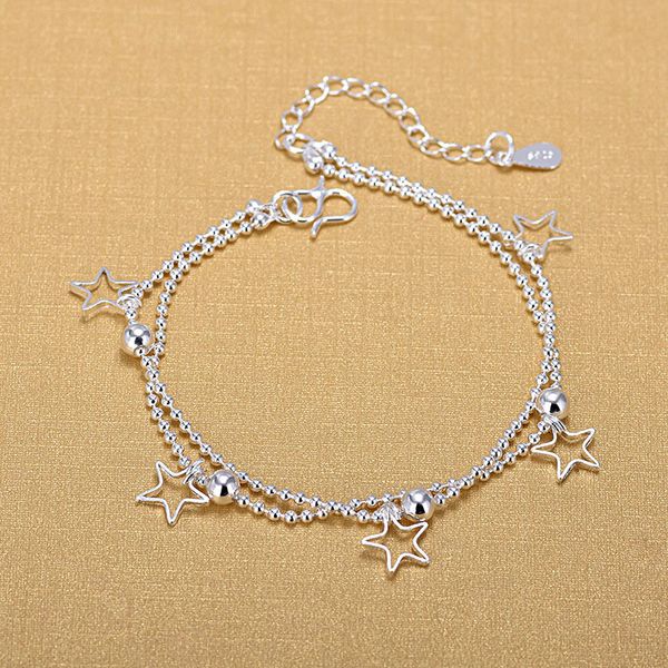 925 sterling silver double beads chain bracelets 925 fashion star bracelets fine fashion bracelet jewelry for woman gift, Black
925 sterling silver double beads chain bracelets 925 fashion star bracelets fine fashion bracelet jewelry for woman gift, Black