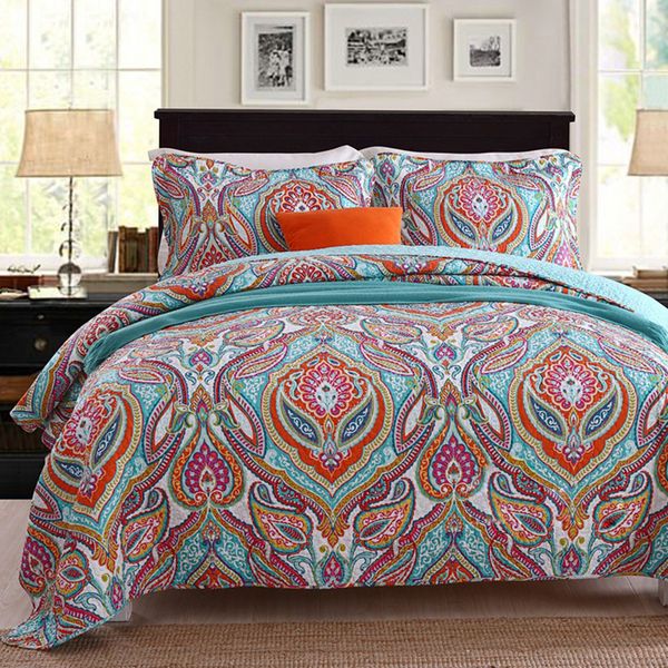 

quality cotton bedspread quilt set 3pcs quilted coverlet quilts bed covers pillowcase king queen size 230x250cm bedding blanket