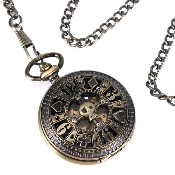 hollow skull poker carving design bronze mechanical automatic pocket watch fob watch vintage clock relogio de bolso, Slivery;golden
hollow skull poker carving design bronze mechanical automatic pocket watch fob watch vintage clock relogio de bolso, Slivery;golden