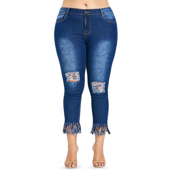 2018 women's stretchy irregular tassel hem denim shorts ripped hole distressed midi jeans plus size, Blue
2018 women's stretchy irregular tassel hem denim shorts ripped hole distressed midi jeans plus size, Blue