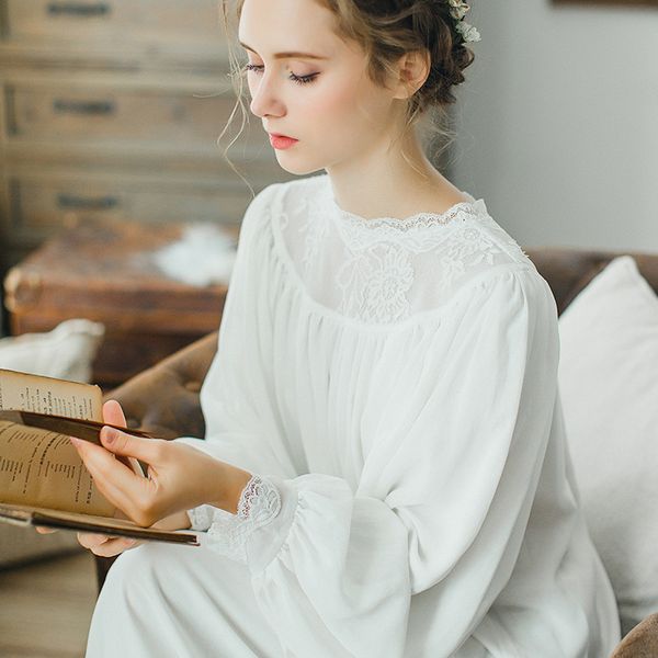 new arrivals vintage sleepshirts elegant home dress lace sleepwear pregnant women sleep & lounge soft cotton nightgown cc592, White
new arrivals vintage sleepshirts elegant home dress lace sleepwear pregnant women sleep & lounge soft cotton nightgown cc592, White