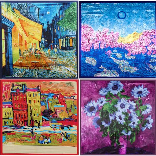 90cm*90cm 2018 new arrival women oil painting coffee house big size silk scarf women shawls girl wraps, Blue;gray
90cm*90cm 2018 new arrival women oil painting coffee house big size silk scarf women shawls girl wraps, Blue;gray