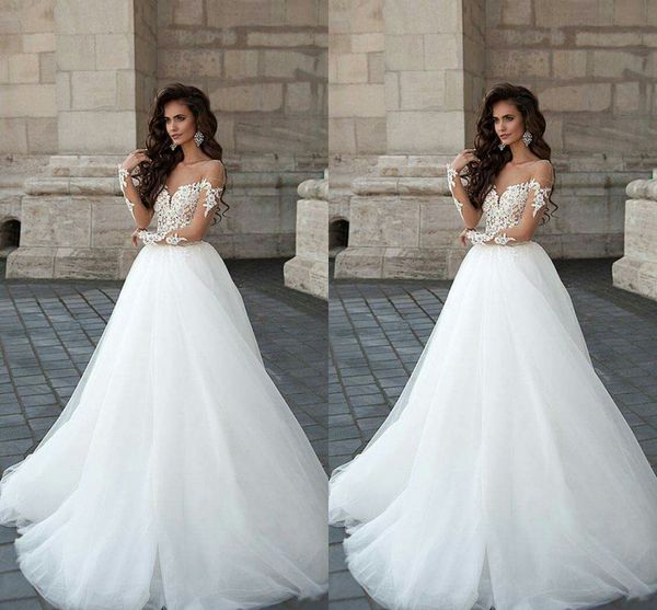 illusion long sleeve wedding dresses empire waist bateau hollow back lace applique draped bridal dress wedding gowns plus size cheap, White
illusion long sleeve wedding dresses empire waist bateau hollow back lace applique draped bridal dress wedding gowns plus size cheap, White