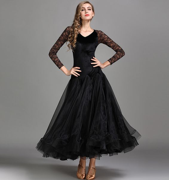 standard ballroom dance dresses 2018 new desigh long sleeve waltz dancing costume ballroom competition dance dress, Black;red 
standard ballroom dance dresses 2018 new desigh long sleeve waltz dancing costume ballroom competition dance dress, Black;red