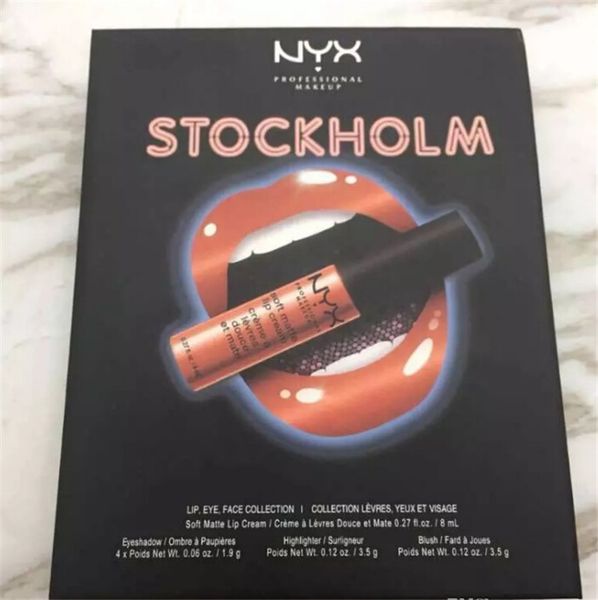 Newest Makeup NYX STOCKHOLM lip eye face collection Soft matte lip cream Highlighter 4colors eyeshadow blush Set 60sets
Newest Makeup NYX STOCKHOLM lip eye face collection Soft matte lip cream Highlighter 4colors eyeshadow blush Set 60sets