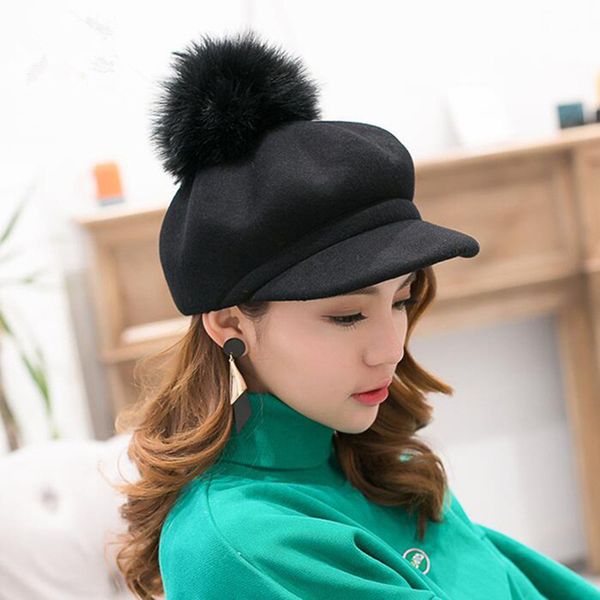 2018 winter female beret women hat 13cm real raccoon fur pompom beret wool cashmere natural fur ball women cap for, Blue;gray
2018 winter female beret women hat 13cm real raccoon fur pompom beret wool cashmere natural fur ball women cap for, Blue;gray